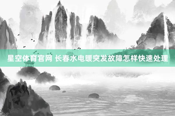 星空体育官网 长春水电暖突发故障怎样快速处理