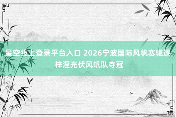 星空线上登录平台入口 2026宁波国际风帆赛驱逐 梓涅光伏风帆队夺冠