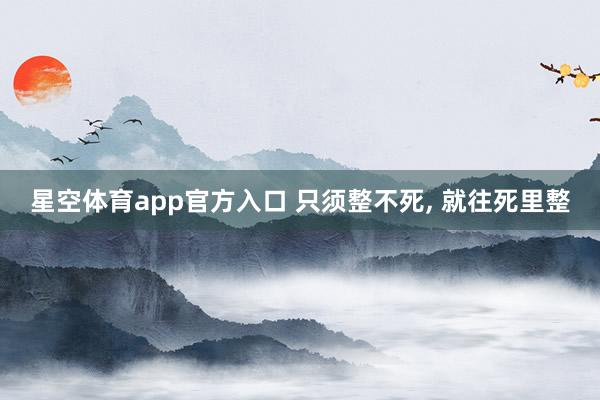 星空体育app官方入口 只须整不死, 就往死里整