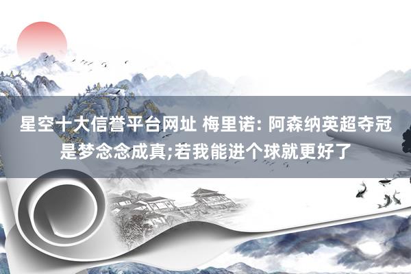 星空十大信誉平台网址 梅里诺: 阿森纳英超夺冠是梦念念成真;若我能进个球就更好了