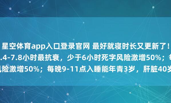 星空体育app入口登录官网 最好就寝时长又更新了!Nature和Cell:6.4-7.8小时最抗衰,少于6小时死字风险激增50%;每晚9-11点入睡能年青3岁,肝脏40岁就最初加快软弱