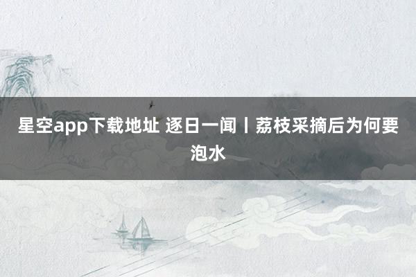 星空app下载地址 逐日一闻丨荔枝采摘后为何要泡水