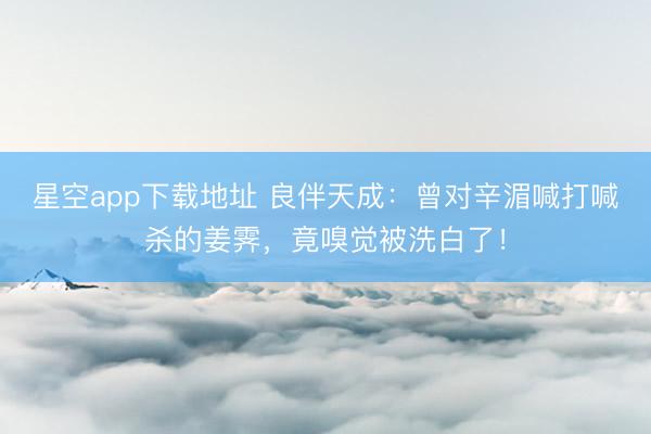 星空app下载地址 良伴天成：曾对辛湄喊打喊杀的姜霁，竟嗅觉被洗白了！