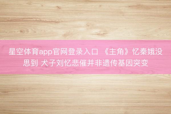 星空体育app官网登录入口 《主角》忆秦娥没思到 犬子刘忆悲催并非遗传基因突变