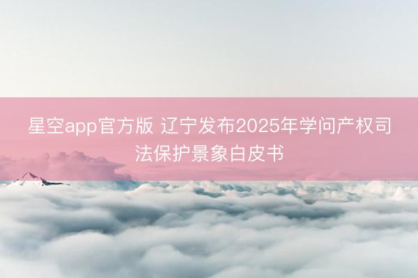 星空app官方版 辽宁发布2025年学问产权司法保护景象白皮书