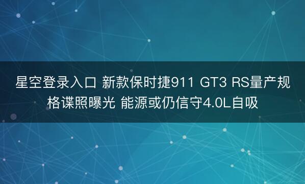 星空登录入口 新款保时捷911 GT3 RS量产规格谍照曝光 能源或仍信守4.0L自吸